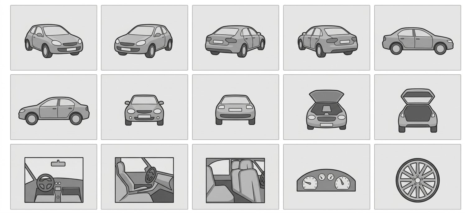 Suositellut kuvakulmat autosta